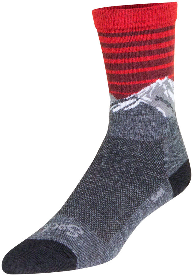 SockGuy Summit Wool Socks - 6" Gray/Red/White Large/X-Large