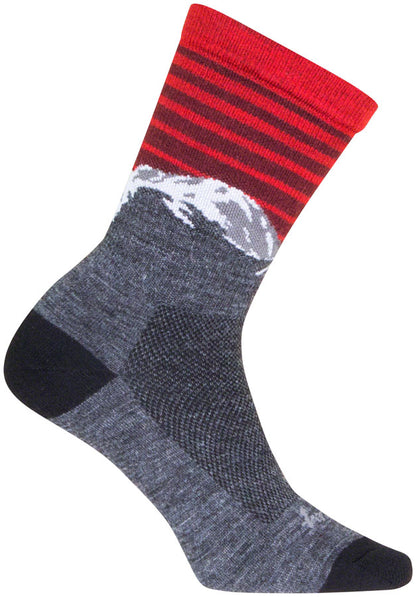 SockGuy Summit Wool Socks - 6" Gray/Red/White Large/X-Large