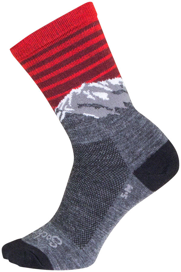 SockGuy Summit Wool Socks - 6" Gray/Red/White Large/X-Large