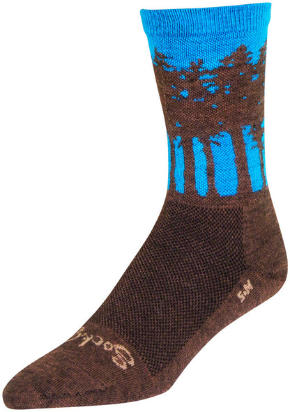 SockGuy Treeline Wool Socks - 6" Brown/Blue Small/Medium