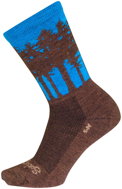 SockGuy Treeline Wool Socks - 6" Brown/Blue Small/Medium