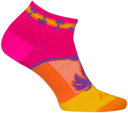 SockGuy Tropical Classic Low Socks - 1" Pink/YLW/Orange Women's Small/Medium