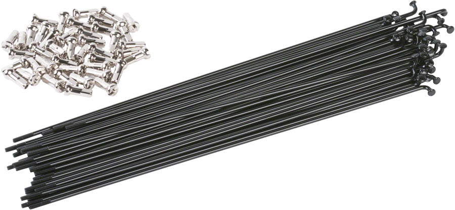 Odyssey HGS Spokes - Stainless Straight 14g 180mm BLK Box of 40 Includes Nipples