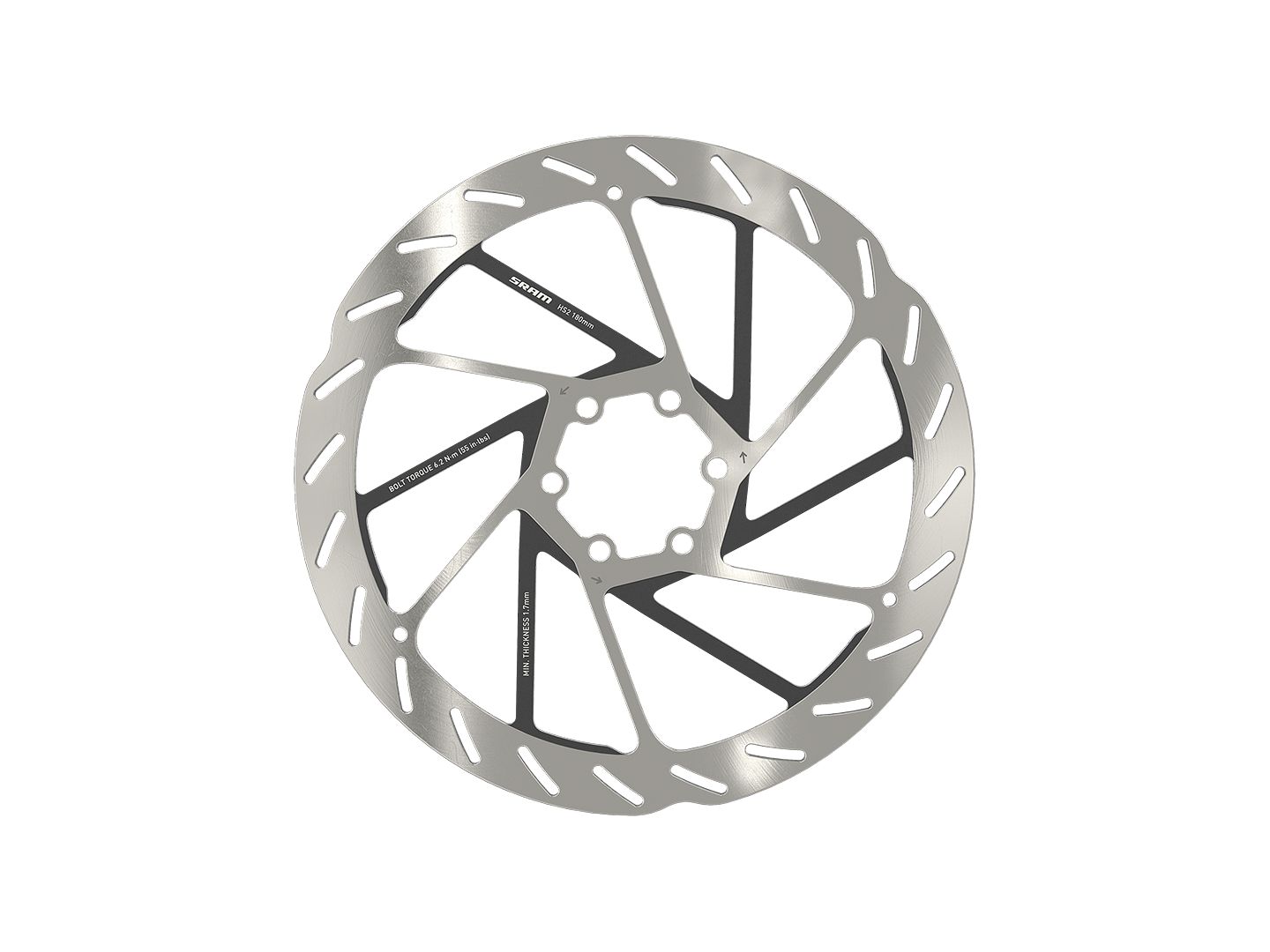 SRAM HS2 Disc Brake Rotor - 180mm 6-Bolt Rounded Silver/Black
