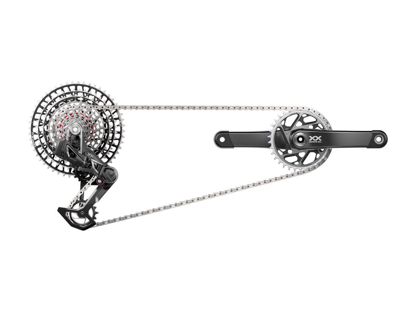 SRAM XX SL T-Type Eagle Transmission Groupset - 165mm Crank 34t Chainring AXS POD Controller 10-52t Cassette Rear Derailleur Chain