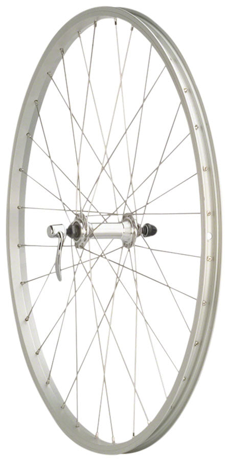 Quality Wheels Value Single Wall Series Front Wheel - 26" QR x 100mm Rim Brake Silver Clincher 36H