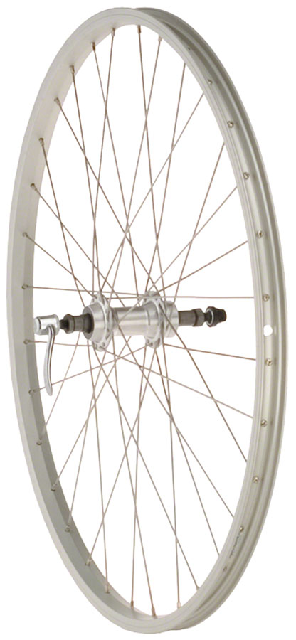 Quality Wheels Value Single Wall Series Rear Wheel - 26" QR x 135mm Rim Brake Freewheel Silver Clincher 36H