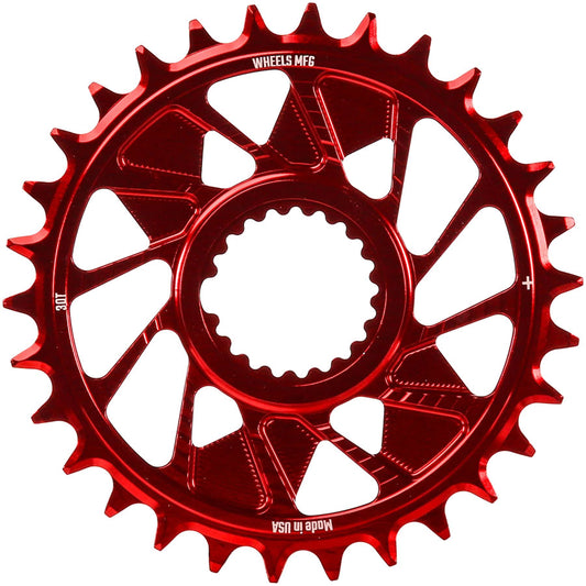 Wheels Manufacturing Direct Mount Chainring - 30t Shimano Direct Mount 1.5mm Outboard Offset HG+ Chain Compatible Red