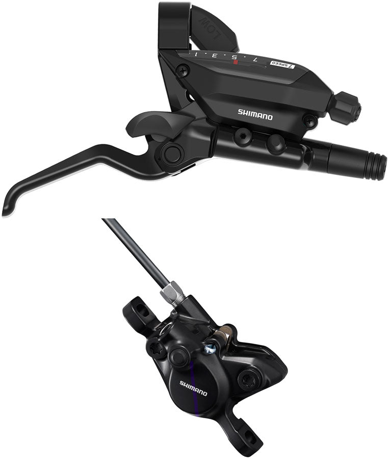 Shimano ST-EF515-7R EZ Fire Plus Shift/Brake Lever BR-MT200 Disc Brake Caliper - Right/Rear 7-Speed Post Mount 2-Piston  BLK