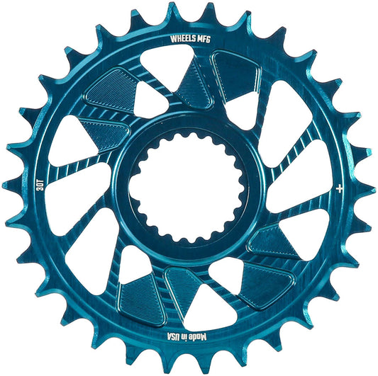 Wheels Manufacturing Direct Mount Chainring - 30t Shimano Direct Mount 1.5mm Inboard Offset HG+ Chain Compatible Teal