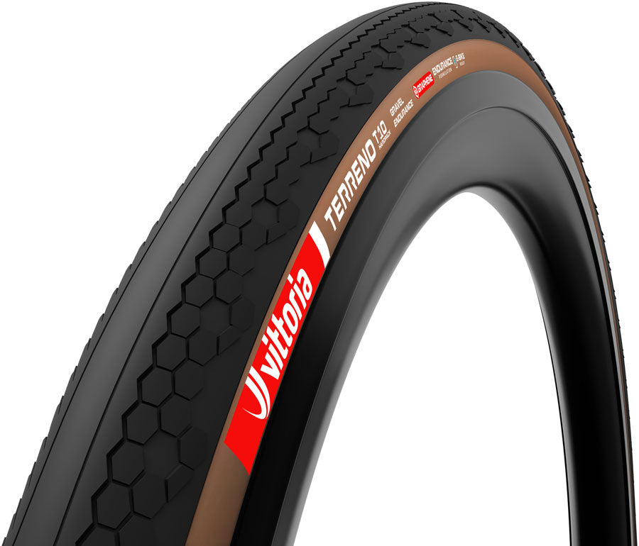 Vittoria Terreno T10 Hardpack Tire - 700 x 50 Tubeless Folding BLK/Brown Gravel Endurance Graphene G2.0 E-Bike