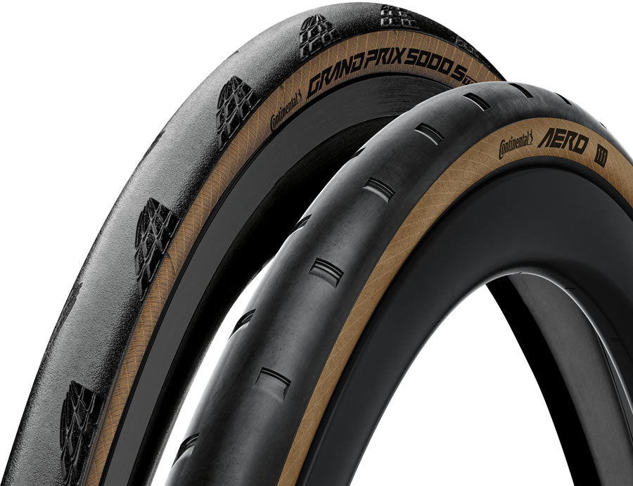 Continental Tour de France Tire Set - Aero 111 Front 700 x 29 Front/Grand Prix 5000 S TR 700 x 30 Rear Tubeless Folding BLK/Tra nsparen