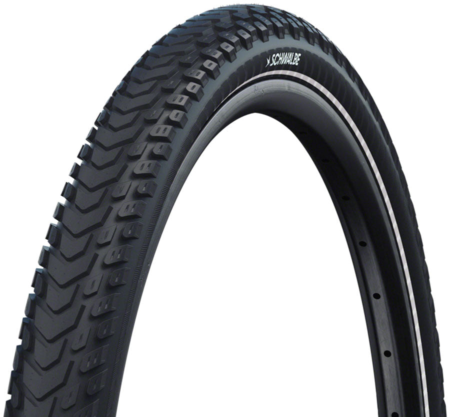 Schwalbe Marathon Mondial Tire - 650b x 57 / 27.5 x 2.25 Clincher Wire BLK/Reflex Performance RaceGuard Addix Green E-50